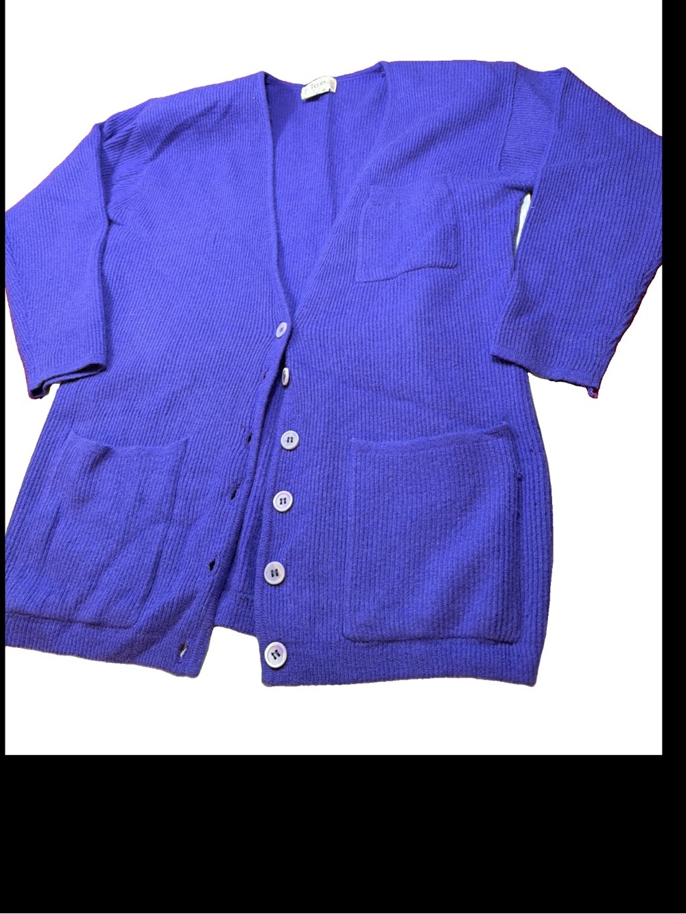 Purple Lambswool Angora Nylon Button Front V Neck Cardigan Sweater 90s M Womens